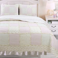 Cozy Line Home Fashions Floral Light Pink True Patchwork Cotton Girl Quilt Set