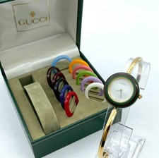 Gucci Change Bezel 12 Colors Gold Dial Women's Watch Boxed On Operating In Stock