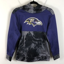 Baltimore Ravens NFL Team Apparel Pullover Hoodie Youth M 10/12 Purple Black