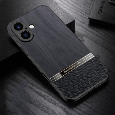 Case For iPhone 16 15 Pro Max Plus 14 13 12 11 Wood Grain Shockproof Slim Cover