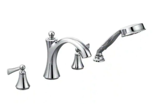 Moen Wynford Widespread 2-Handle High-Arc Bathroom Faucet Cross Handles Chrome - Picture 1 of 15