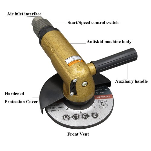 125MM 5 Inch Sanding Cutting Polishing Air Angle Grinder 1/4" Pneumatic Polisher - Picture 6 of 14