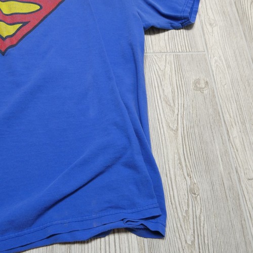 VINTAGE Superman Shirt Adult XL Warner Bros Delta Pro Weight Classic Logo Blue - Picture 9 of 13