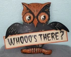 Vintage Bethany Lowe retired Beistle Inspired Owl Halloween Tin Metal Sign READ!