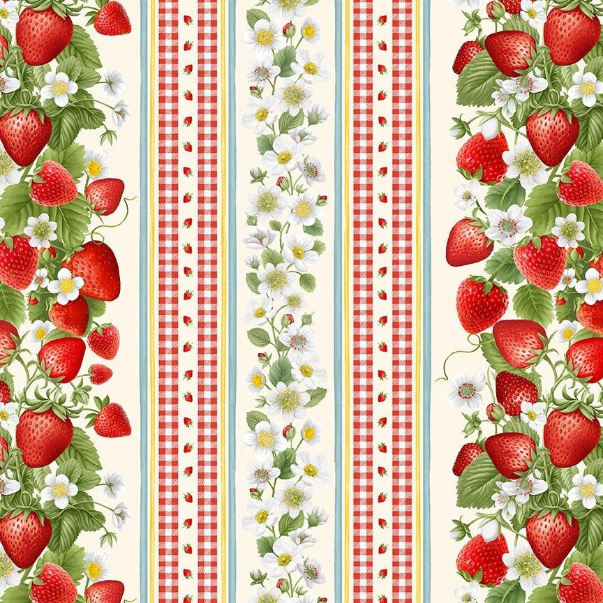 Timeless Treasures Strawberry Bouquet Cotton Fabric by the yard,1/2 yd ...