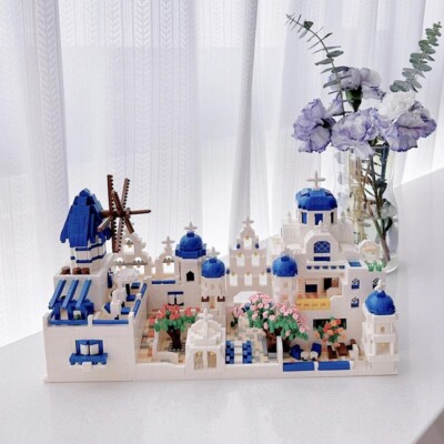 4310 Teile Santorini Bausteine Set Liebe Meer Architektur Modell MOC Steine DIY