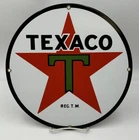 Ande Rooney TEXACO 11.25" Porcelain Enamel Steel Sign Advertising Shop Vintage