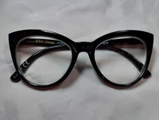 NEW +1.50 Black Betsey Johnson Oversized Cat Eye Reading Glasses Readers