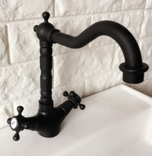 Black Oil Rubbed Brass Bathroom Kitchen Bar Vessel Sink Swivel Faucet Tap snf342