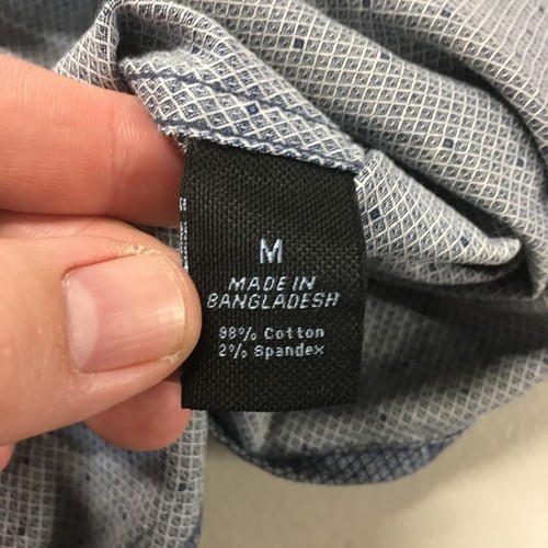 Marc Anthony Slim Fit Button Up Shirt Men M Blue Denim Cotton Blend Short Sleeve - Picture 14 of 17