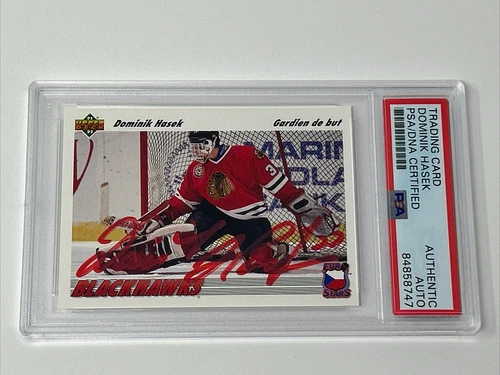 Signed Dominik Hasek 1991-92 Upper Deck Euro Stars FRENCH PSA DNA Rookie RC Auto