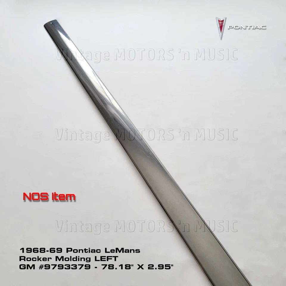 NOS 1968-1969 Pontiac LeMans 78.18" Stainless Rocker Panel Molding LEFT #9793379 - Image 2 of 4
