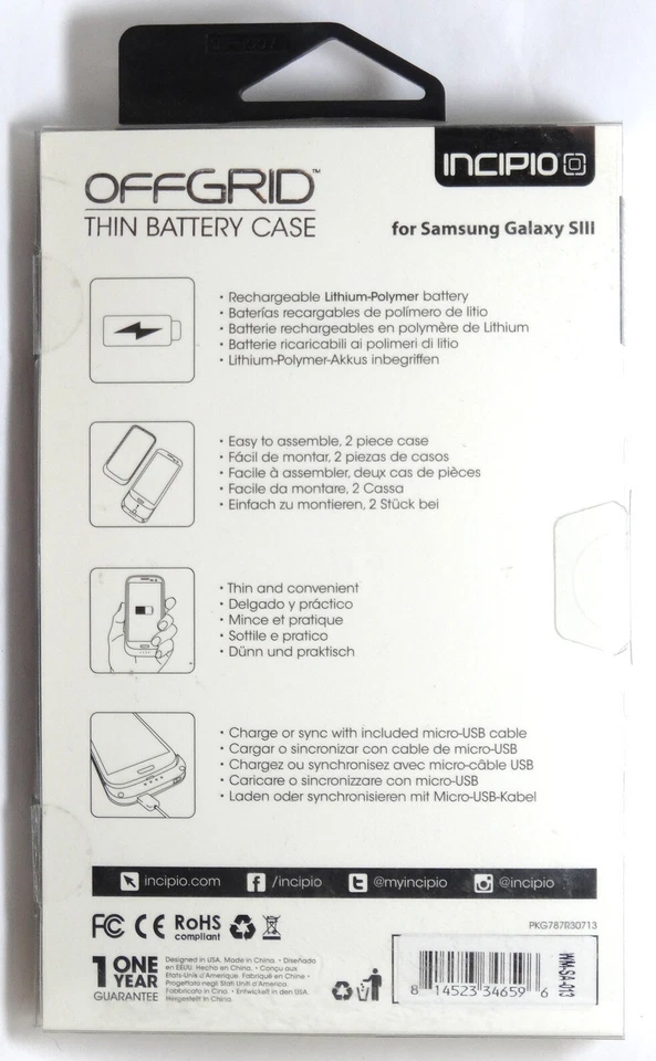 Incipio - Funda Batería Delgada OffGrid para Samsung Galaxy SIII - Negra Foto 2 de 3