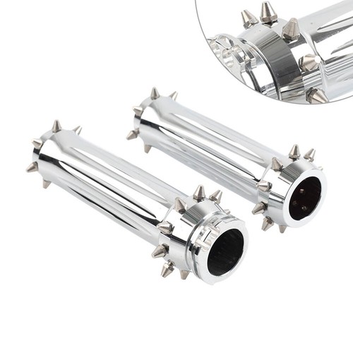 Spikes 1''Motorcycle Hand Grips Handlebar For Harley Touring Dyna Softail Chrome
