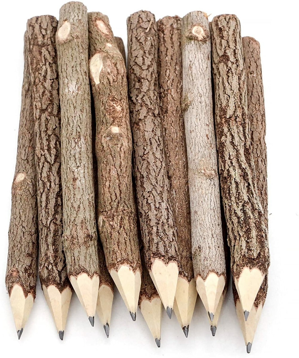 Pencil Wood Favors of Graphite Wooden Tree Rustic Twig Pencils