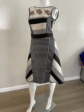 NWT 330 SAVE THE QUEEN Made in Italy Embroidered Lace Striped Flare Dress Size