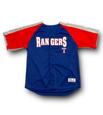 Adult Size X-Large Texas Rangers Blue MLB Dynasty Series Button Up Jersey