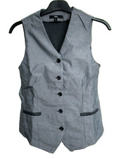 Womens Waistcoat UK 6 Denim Light Grey Casual Hospitality Waitress Office