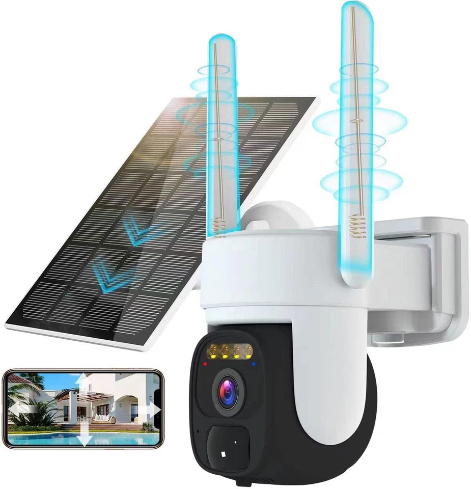 2K 360° Solar Powered Wireless WiFi Outdoor Pan/Tilt Home Security Camera System - Image 3 of 4