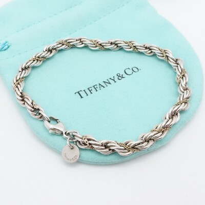 Tiffany & Co. Sterling Silver 18K Gold 4mm Twist Rope Chain