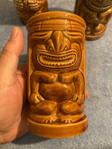 VINTAGE ORCHIDS OF HAWAII - TIKI DRINK MUGS (3) R-91 AND R-3 WITH GREEN EYES - Picture 4 of 14
