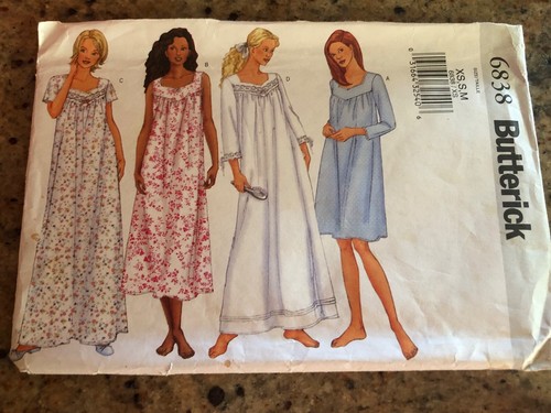 🌺 BUTTERICK #6838 - LADIES SWEETHEART NECKLINE NIGHTGOWN PATTERN 6-14 FF