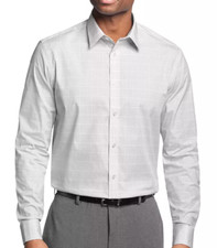 Calvin Klein Men's Regular Fit Steel Dress Shirt, Pink Multi, 2XL (18, 34/35)