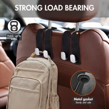 1pcs Black Car Headrest Hook Leather Seat Back Hanger Bag Purse Cloth Holder