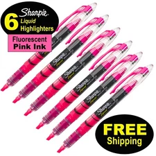 Sharpie 1754464 Liquid Highlighter Fluorescent Pink Ink, Pack of 6