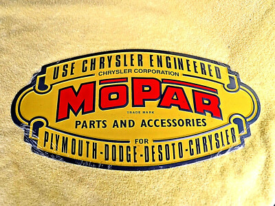VINTAGE/NEW MOPAR PLYMOUTH DODGE PARTS & ACCESORIES METAL SIGN! 18'' X 9'', GARAGE
