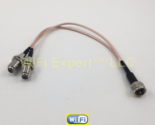 F TV Male to Y type 2X F Female Splitter Combiner cable pigtail RG316 USA Asmbld - Picture 3 of 3