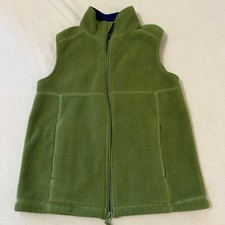 L.L. LL Bean Fleece Vest Youth 10-12 Green Zip Pockets Hiking Outdoor Layer