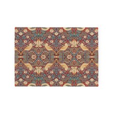 Red Strawberry Thief Small Glass Worktop Saver - William Morris Artwork Gifts