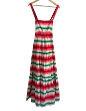 J. Crew Women's Stripe Tiered Maxi Long Dress Summer Watermelon w/ Pockets Sz 4