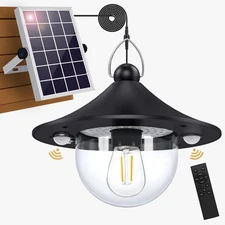 Solar Barn Light Indoor Outdoor Shed Lights Solar Powered with Remote & Motio...