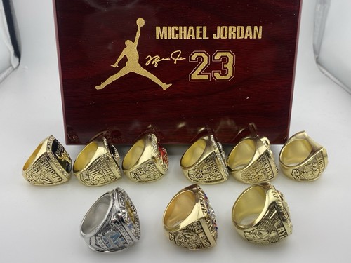 Set 9 anelli Chicago Bulls Michael Jordan Championship con custodia UNC Dream Team HOF - Foto 6 di 12