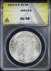 1921-D $1 Morgan Silver Dollar ANACS AU 58