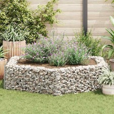 Large Galvanised Steel Gabion Raised Garden Bed Planter Border Silver