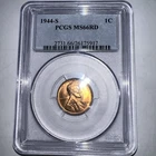 1944-S  1C RD Lincoln Wheat One Cent  PCGS MS66RD  80553935