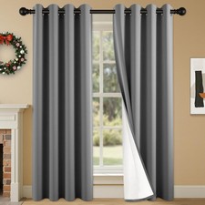 SABALANICA 100 Blackout Curtains 84 54"W x 84"L Pack of 2 , Charcoal Grey