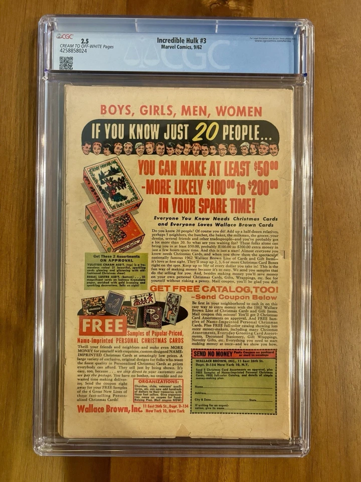 Incredible Hulk #3 CGC 2.5 1962 MARVEL COMICS Origin Retold 1st app. Ringmaster - Image 2 of 2