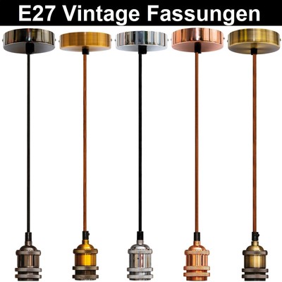 E27 Vintage Fassung komplett mit Kabel 1,8m+Baldachim Pendelleuchte Hängelampe 