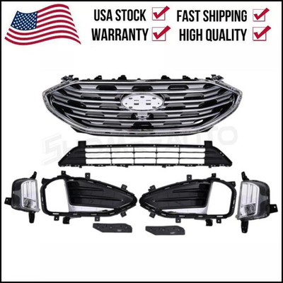 #ad 8Pcs For Ford Edge 2019 2023 Front Bumper Upper Lower Grille Fog Lights Bezels $199.99