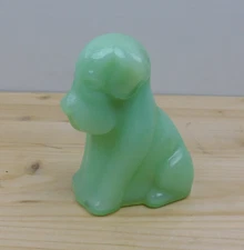 Vintage Degenhart Art Glass Pooch the Dog Figurine #37 "April Green" UV Glow