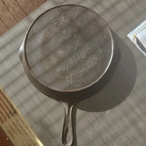 Erie Cast Iron Frying Pan Skillet Size 8 Vintage Original Brown Round