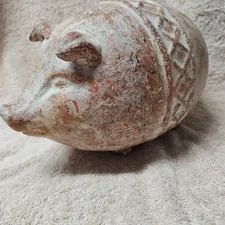 Piggy Figurine Ceramic Terracotta Pig Farm Animal Rustic Stout Egg Shape 12"