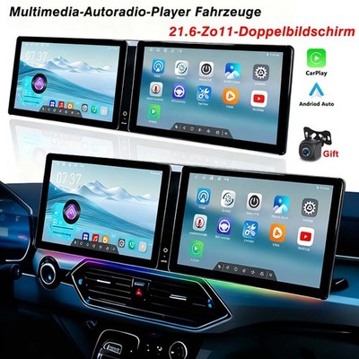 4+64G Autoradio Fahrzeuge Multimedia 20-Zoll-Doppelbildschirm CarPlay Android 14