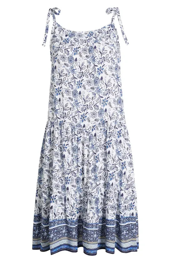 Beach Lunch Lounge Skylar Cornflower Blue Floral Relaxed Fit Sundress Small NWT
