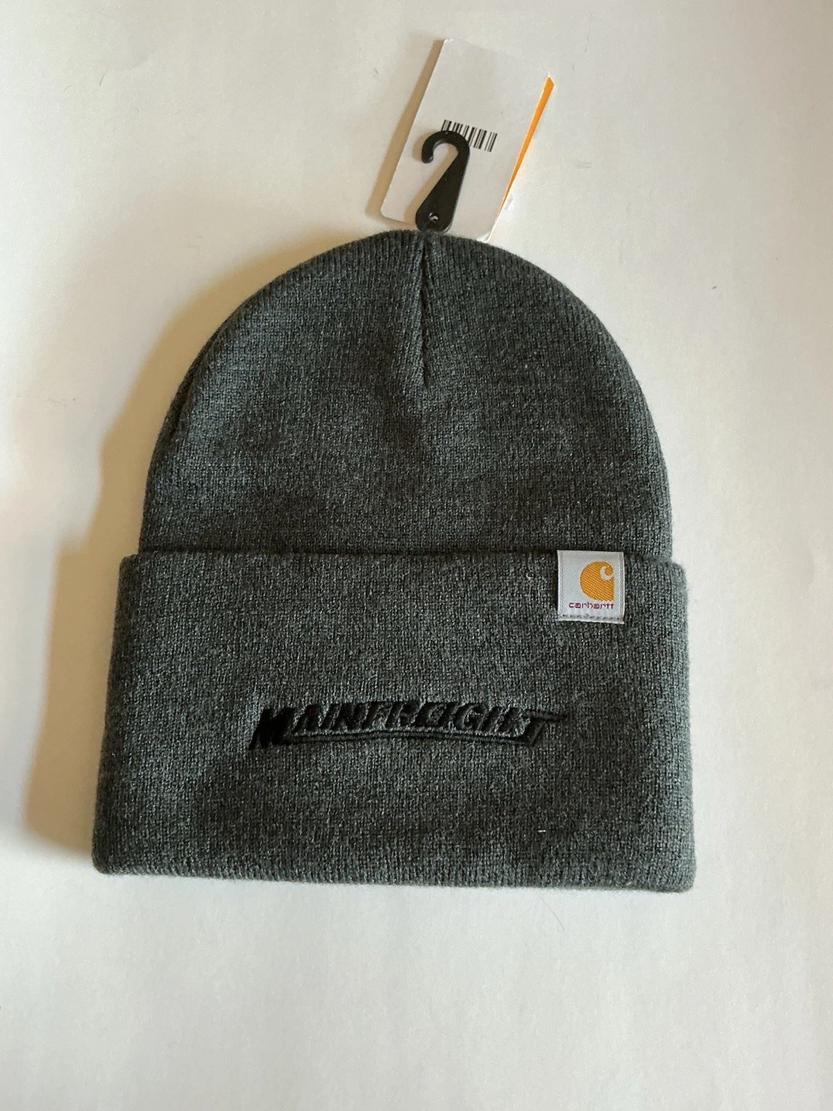 Carhartt Gray Knit Beanie Hat MainFright Embroidered NWT Workwear Winter Cap