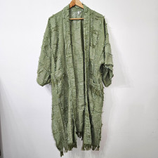 Anthropologie Pilcro Fringe Kimono in Things Lurex One Size Green Metallic Jacke